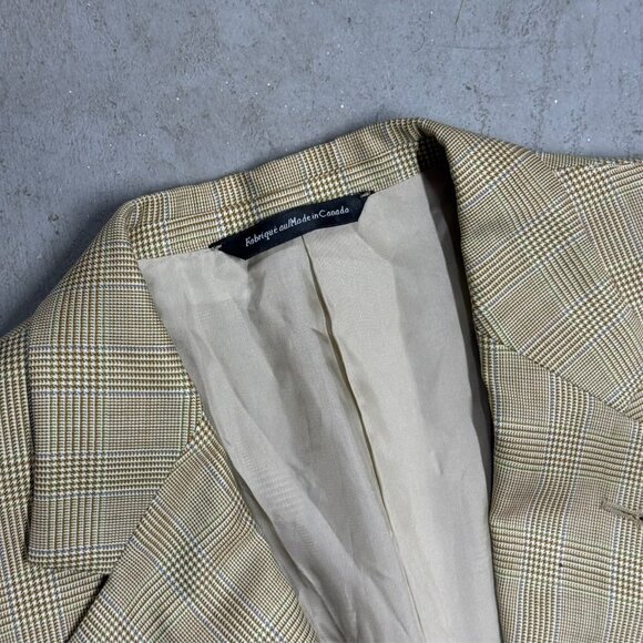 Coppley Ermenegildo Zegna Blazer Glen Check Wool Sport Coat Tan 42R - Picture 4 of 9